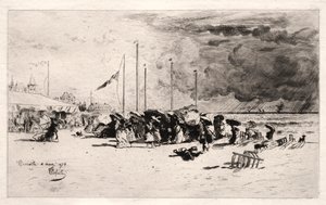 De storm bij Trouville, 1874 door Felix Hilaire Buhot