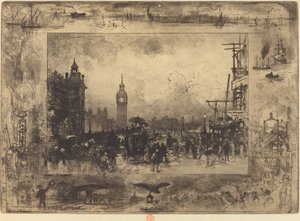 Westminster Bridge, 1884 door Felix Hilaire Buhot