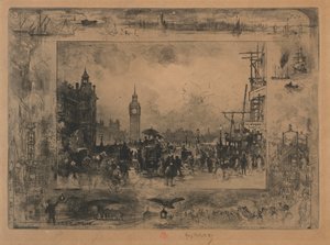 Westminster Bridge, 1884 door Felix Hilaire Buhot