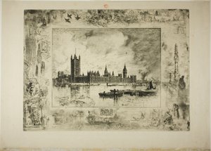 Paleis van Westminster door Felix Hilaire Buhot