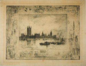Westminster Palace, Londen door Felix Hilaire Buhot