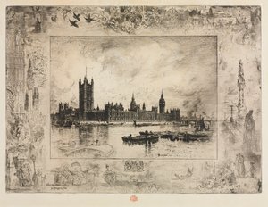 Westminster Plaats door Felix Hilaire Buhot