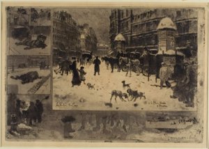 Winter in Parijs door Felix Hilaire Buhot