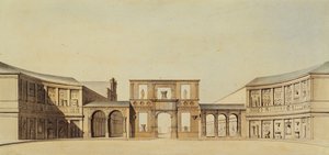 De binnenplaats van de École des Beaux-Arts, Parijs door Felix Louis Jacques Duban
