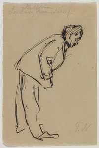 Portret van Ludvig Brandstrup, staand voorovergebogen