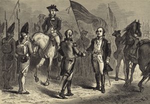 Generaal Lincoln ontvangt het zwaard van Cornwallis van generaal O