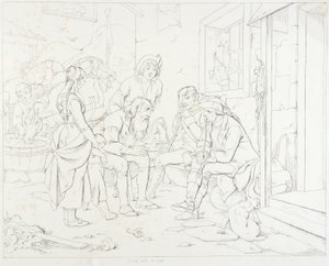 (Rip Van Winkle, illustratie) Rip vertelt zijn fantastische verhaal door Felix Octavius Carr Darley