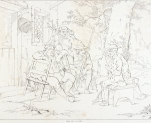 (Rip Van Winkle, illustratie) Rip met Junto in de Dorpsherberg