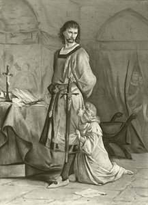 Koning Jan. Act IV, Scene I (gravure) door Felix Octavius Carr Darley