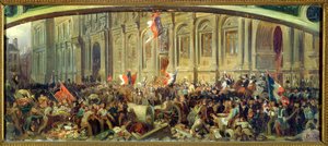Alphonse de Lamartine (1790-1869) wijst de rode vlag af in het Hotel-de-Ville, Parijs, 25 februari 1848 door Felix Philippoteaux