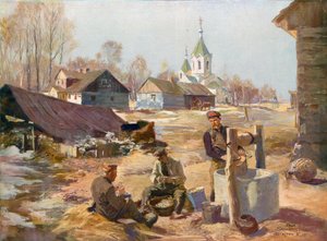 Vredig werk achter het front in Russisch Polen