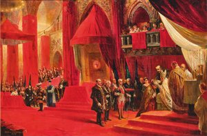 De kroning van keizer Karel I van Oostenrijk als koning Karel IV van Hongarije, 1917 door Felix Schwormstadt