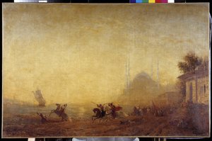 Fantasia aan de oevers van de Bosporus. De Basiliek van Hagia Sophia is zichtbaar