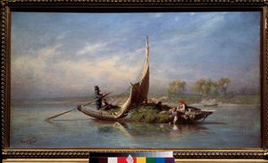Familie in een boot door Feodor Alexandrovich Vassiliev