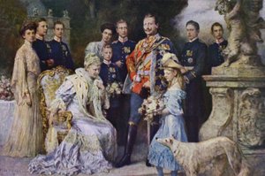 Kaiser Wilhelm II en de Duitse keizerlijke familie door Ferdinand (after) Keller