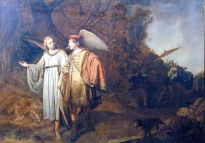 Tobias en de Engel Gabriël door Ferdinand (attr.) Bol