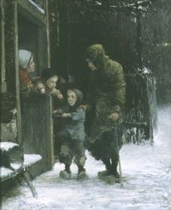 Oude Vrouw en Jonge Jongen Bedelen door Ferdinand Carl Sierich