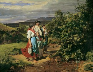 Thuiskomst van het werk (De geliefden op de tweesprong) door Ferdinand Georg Waldmuller
