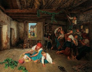Voorbereiding van de viering van de wijnoogst, 1860 door Ferdinand Georg Waldmuller