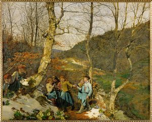 Lente in het Weense bos door Ferdinand Georg Waldmuller