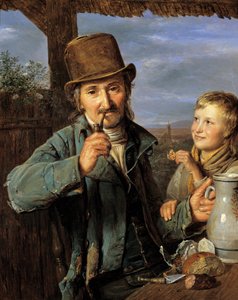 Dagloner met zijn zoon door Ferdinand Georg Waldmuller