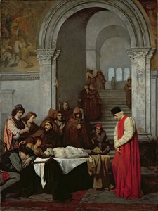 De schilder Luca Signorelli bij het lichaam van de dode zoon van zijn rivaal