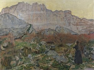 De visie (berglandschap) door Ferdinand Hodler