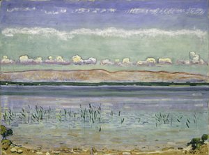 Meer van Genève met Jura-heuvels, 1911 door Ferdinand Hodler