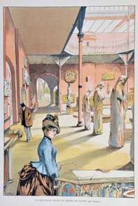 De nieuwe zaal van het museum van de middeleeuwen van Cluny in Parijs 1887, door Ferdinand Joseph GUELDRY (1858-1945). Gravure uit 1887 in 