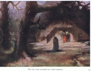 De twee werden herenigd in een innige omhelzing, illustratie uit The Stories of Wagners Operas, uitgegeven door George Harrap & Co Ltd 1932