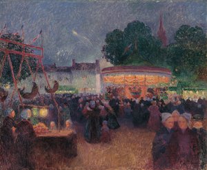 Nachtmarkt in Saint-Pol-de-Léon, ca. 1896 door Ferdinand Loyen du Puigaudeau