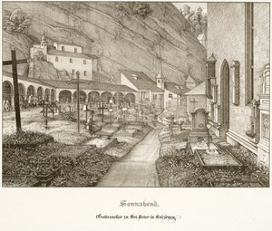 Zaterdag: Kerkhof van St. Peter in Salzburg door Ferdinand Olivier