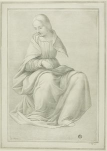 Studie voor zittende figuur van een vrouw door Ferdinand Piloty