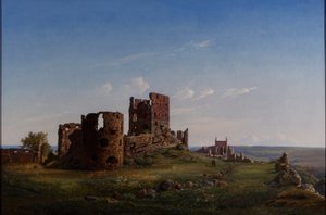 Uitzicht op de ruïne van het kasteel van Hammershus