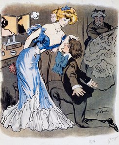 Les Demi-mondaines, dichter Innamorato, karikatuur in 1908 (illustratie) door Ferdinand Sigismund Bac