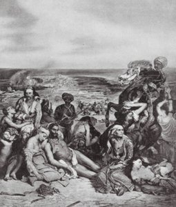 De slachtingen op Chios door Ferdinand Victor Eugene (after) Delacroix