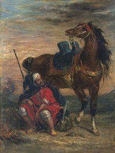 Arabische ruiter door Ferdinand Victor Eugene Delacroix
