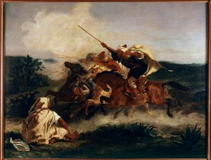 Arabische Fantasia door Ferdinand Victor Eugene Delacroix