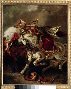 Slag van Giaour en Pasha (Marokko) door Ferdinand Victor Eugene Delacroix