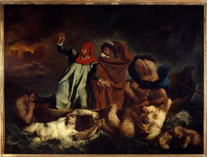 Dante en Virgil of de boot van Dante Illustratie voor zang VIII van La Divina Commedia door Dante Alighieri (1265-1321) door Ferdinand Victor Eugene Delacroix