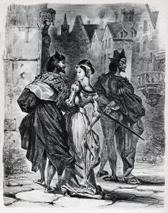 Faust, Gretschen en Mephistopheles door Ferdinand Victor Eugene Delacroix