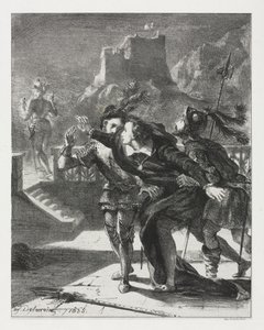 Hamlet: Hamlet haast zich om de geest van zijn vader te volgen, 1835 door Ferdinand Victor Eugene Delacroix