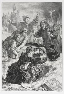 Hamlet: Hamlet en Laertes in het graf van Ophelia, 1843 door Ferdinand Victor Eugene Delacroix