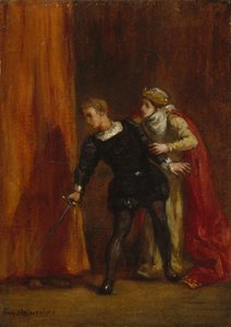 Hamlet en zijn moeder door Ferdinand Victor Eugene Delacroix