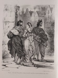 Illustraties voor Faust: Faust probeert Marguerite te verleiden, 1828 door Ferdinand Victor Eugene Delacroix