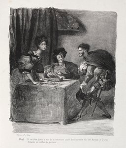 Illustraties voor Faust: Méphistophélés is bij Marthe, 1828 door Ferdinand Victor Eugene Delacroix
