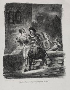 Illustraties voor Faust: Mefistofeles en Faust vluchten na het duel door Ferdinand Victor Eugene Delacroix