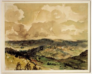 Panoramisch uitzicht op beboste heuvels rond Croze. Aquarel door Eugene Delacroix door Ferdinand Victor Eugene Delacroix
