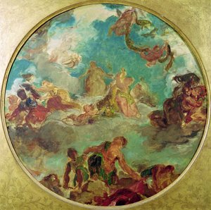 Vrede die neerdaalt op aarde, studie voor het centrale plafond van de Salon de la Paix in het Hotel de Ville, vernietigd in 1871 tijdens de Commune