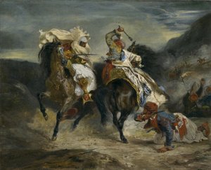 Het gevecht van de Giaour en Hassan, 1826 door Ferdinand Victor Eugene Delacroix